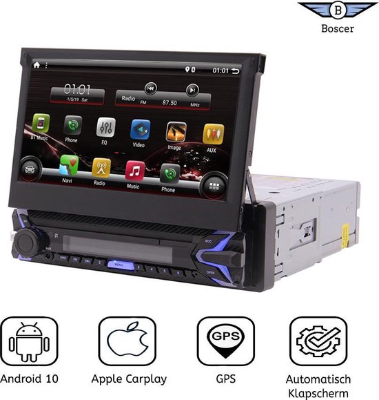 Boscer® 1Din Autoradio - Android 10 - 7' HD - Apple Carplay & Android Auto  -... | bol.com