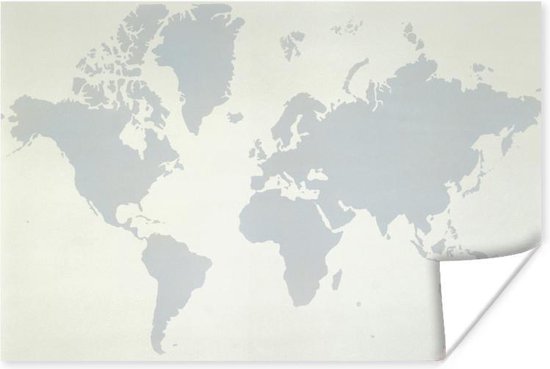 Wereldkaart met grijstinten Poster | Wereldkaart Poster 90x60 cm