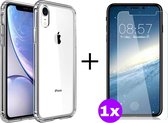 Apple iPhone X / Xs silicone case + 1x 9H Tempered Glass - Apple iPhone X / Xs silicone hoesje - Apple iPhone X / Xs silicone hoesje met 1x Tempered Glass - Apple iPhone X / Xs Tem