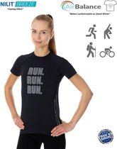 Brubeck Athletic - Air Pro Hardloopshirt / Sportshirt Dames - Nilit® Breeze Cooling Effect - Zwart - M