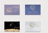 Set kaarten met enveloppe | maan thema - verschillende teksten | 4 stuks | 12,9 x 17 cm