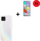Oppo A73 5G Hoesje - Oppo A73 5G Screenprotector - Oppo A73 5G hoes Transparant Shock Proof Case + 2x Screenprotector