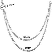 Boasty Broek ketting Sleutelhanger - 2 lagen - Chain belt - ketting - Zilverkleurig - Model 2 - 45CM - Hippie - One size - hippie accessoires-retro-kerstcadeau
