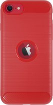 BMAX Carbon soft case hoesje geschikt voor iPhone SE 2020 / Soft cover / Apple Telefoonhoesje / Beschermhoesje / Telefoonbescherming - Rood
