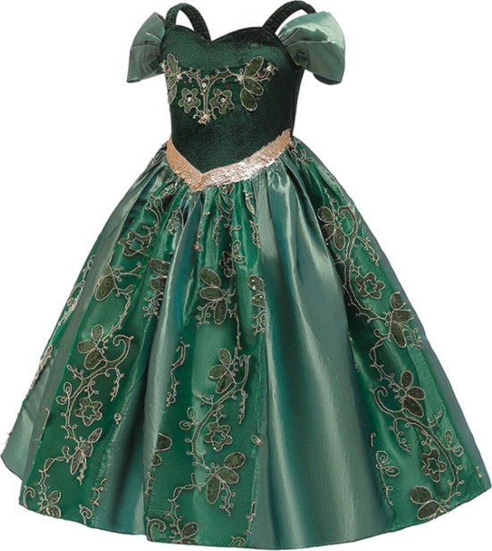 uitspraak Barcelona Slagschip Prinses - Luxe Anna jurk - Frozen - Prinsessenjurk - Verkleedkleding -  Groen - Maat... | bol.com