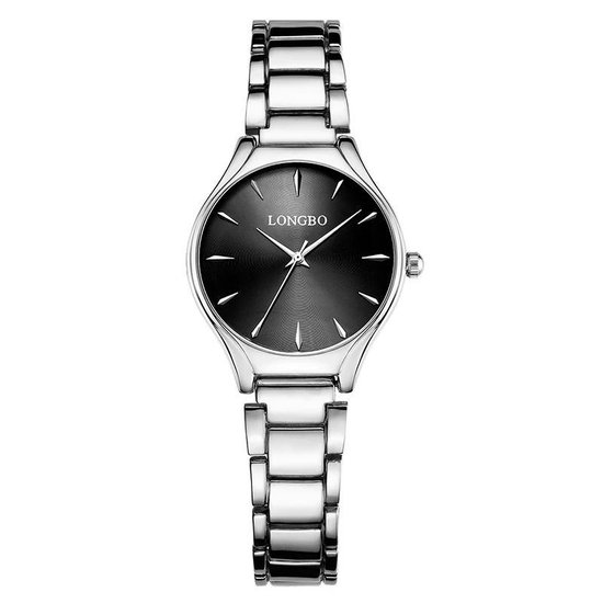 Longbo ® | Quartz Dames Horloge Longbo ® | Quartz Dames Horloge | Ø27mm | Zilver-Zwart | horloge geschenkset |1 jaar garantie Ø27mm - Zilver-Zwart | Giftbox |1 jaar garantie