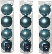 16x stuks kerstballen ijsblauw (blue dawn) van glas 10 cm - mat/glans - Kerstversiering/boomversiering