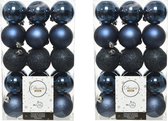60x stuks plastic kerstballen donkerblauw (night blue) 6 cm - Onbreekbare kunststof kerstballen