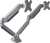 NÖRDIC AG8-42 Monitorarm tafelsteun voor dubbele monitoren 13 - 32’’ met gasveer en schermbevestiging, aluminium en staal, zilver