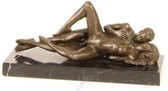 Bronzen beeld - Naakt stel seks - Erotisch sculptuur - 10,2 cm hoog