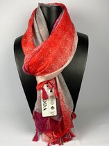 Vrolijke zomersjaal met franje van mooi materiaal 50% katoen met 50% viscose