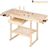 Timbertech houten werkbank – werktafel – workmate – inclusief gereedschap lade – maximale belasting 200 kilogram – afmeting 127 x 57.5 x 82.5 cm