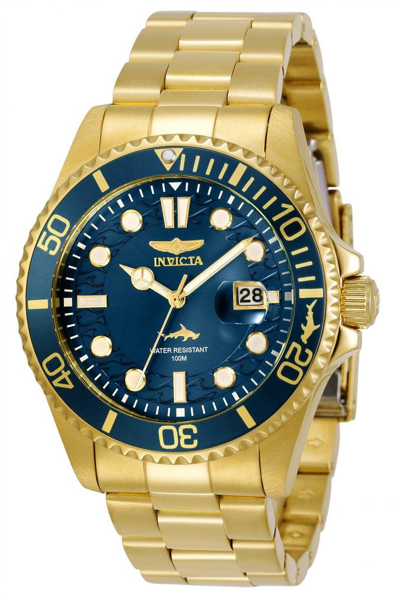 Invicta Pro Diver 30024 Heren Horloge - Waterdicht - Analoog - Quartz Uurwerk - Roestvrij Staal met blauwe Wijzerplaat - 43mm