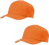 10x stuks oranje 5-panel baseballcap voor volwassenen. Oranje/holland thema petjes. Koningsdag of Nederland fans supporters