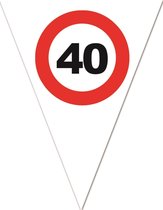 Leeftijd verjaardag vlaggenlijn met 40 jaar stopbord opdruk 5 meter - Plastic - 10-vlaggetjes per slinger - Feestartikelen/versiering
