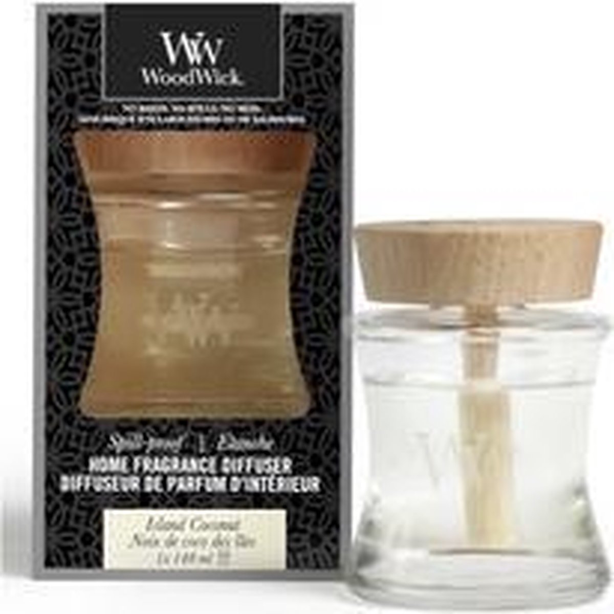 Woodwick - Island Coconut Home Fragrance Diffuser ( Juicy Coconut ) - Aroma Diffuser With Lid