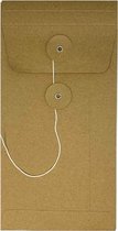 Geschenkenveloppen bruin kraft met Japanse sluiting en zijvouw - 10 stuks per set - 110x220 mm met een klep van 70 mm