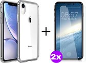 iPhone X/XS 2 x silicoon doorzichtig + 2 x glas protector gehard