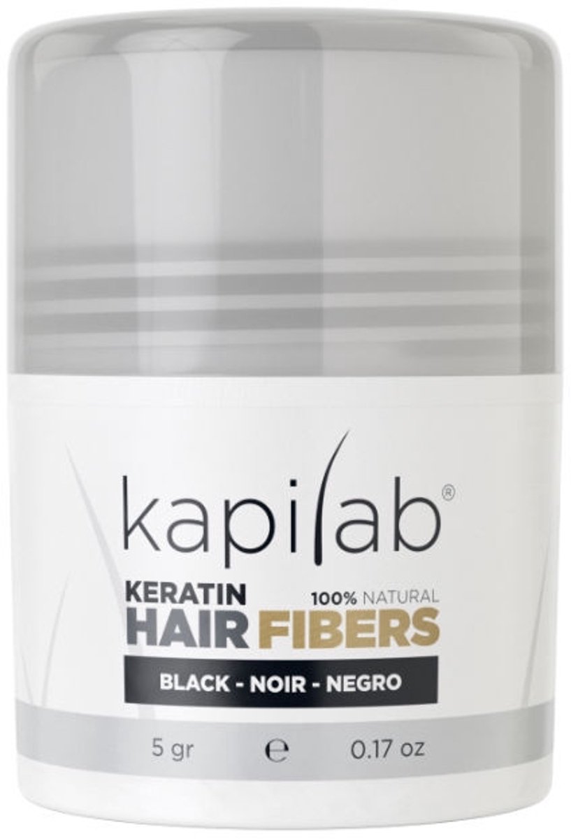 Kapilab Keratine Volumepoeder Zwart - Geeft volume aan het haar - Verbergt haaruitval - 100% natuurlijk - 5 gram