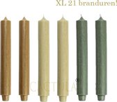 Cactula Dinerkaarsen XL 3,2 x 30 cm in 3 kleuren Mos | Olijf / Oliegroen / Muskaat 21 BRANDUREN