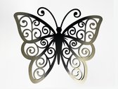 ByKemme® Muur Decoratie - Wand Decoratie - Huiskamer – Housewarming - Geometrisch - Wall Art - Dieren – Butterfly - Vlinder - Zwart/Goud - 60 cm x 48 cm
