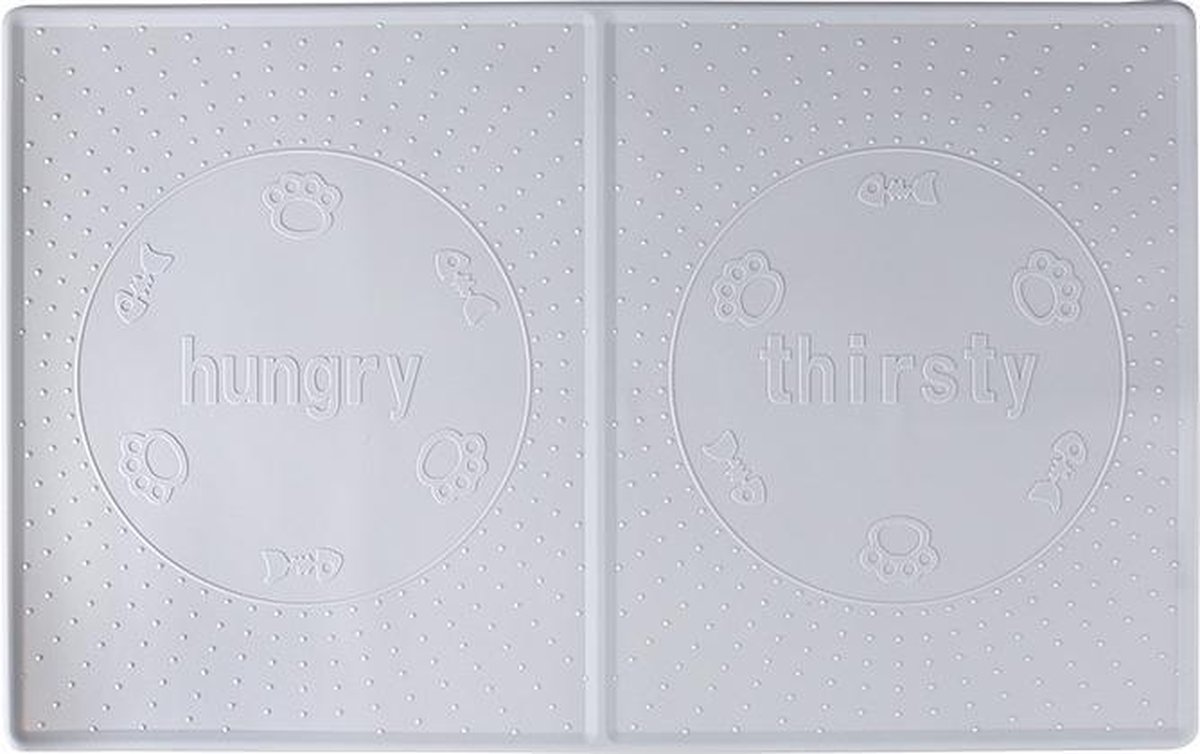 Winkrs - Honden/Katten Placemat - Waterdichte Placemat voor Voederbakken - Grijs Siliconen 48 x 30 cm