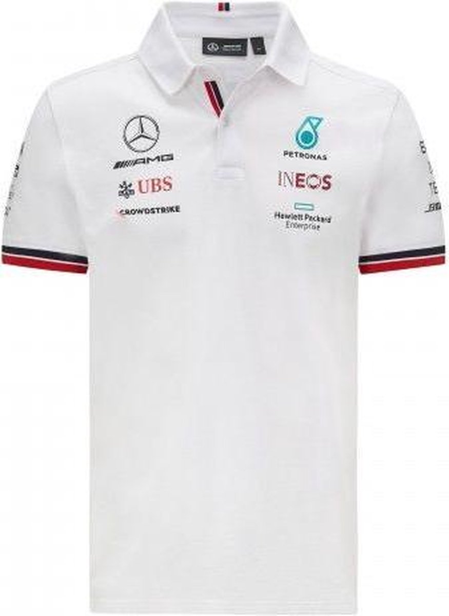 Mercedes - Mercedes Teamline Polo Wit - Size : M - Lewis Hamilton - Mercedes AMG - Mercedes Formule 1 -