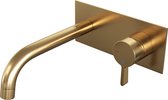 Brauer Gold Edition inbouw wastafelkraan met achterplaat - hendel 2 - geborsteld goud PVD
