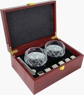 NovaCore - Luxe Whiskey Wooden Box - Geschenkset - Whiskey Set - Incl. 2 Whiskey Glazen, 6 RSV Whiskey Stones & Extra Accessoires