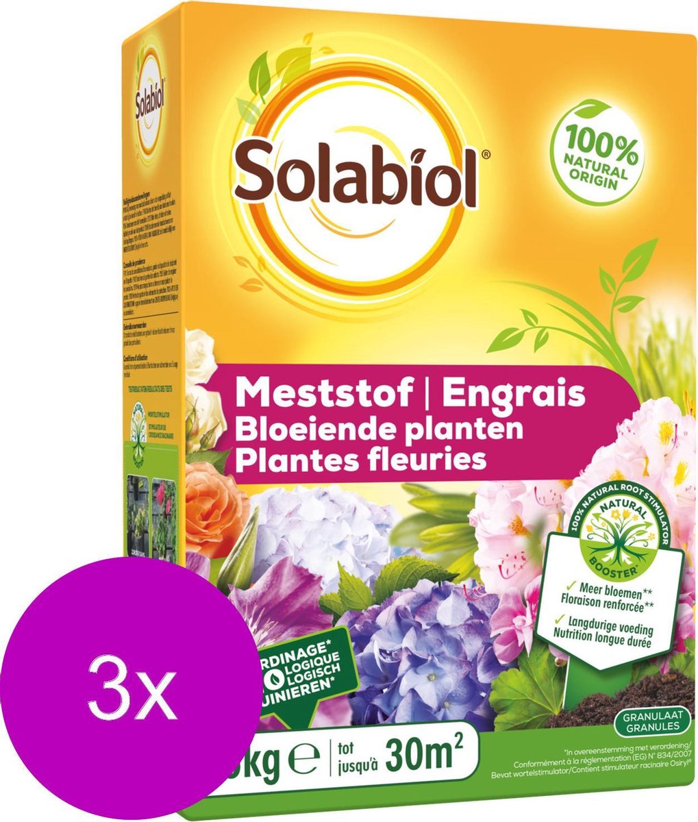 Solabiol Meststof Bloeiende Planten - Siertuinmeststoffen - 3 x 1.5 kg