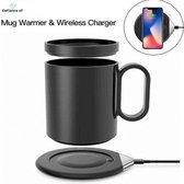 Defiance™ Koffiemok Draadloze Oplader Inc. | Warmhoud Mok | Draadloze USB lader Qi voor Android en iPhone | Zwart | Gadget voor op kantoor of thuis | Koffie Warmer|Verwarmde Onderzetter | The