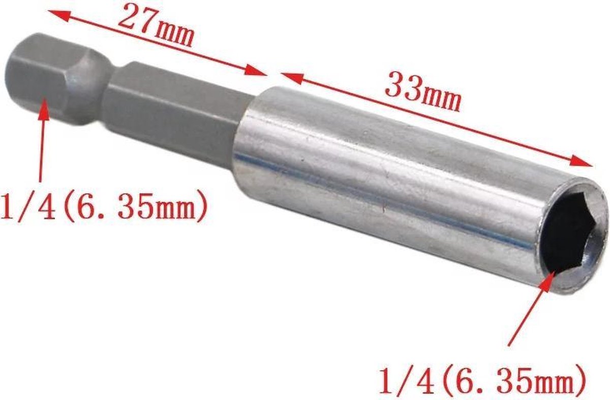 Bithouder voor boormachine, bithouder, verlenging voor magnetische boormachine, 1/4 inch, magnetische verlenging bus, socket boorhouder, 1/4 inch hex driver power tools
