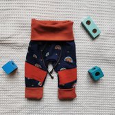 BolleBillen Handgemaakt - Foldover/meegroei babybroek - maat 74/86 - ook voor wasbare luiers - Rainbow Rust - eco modal/katoen - kleding voor jongens en meisjes