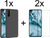 OnePlus Nord hoesje zwart siliconen case hoes cover hoesjes - 2x Oneplus nord screenprotector