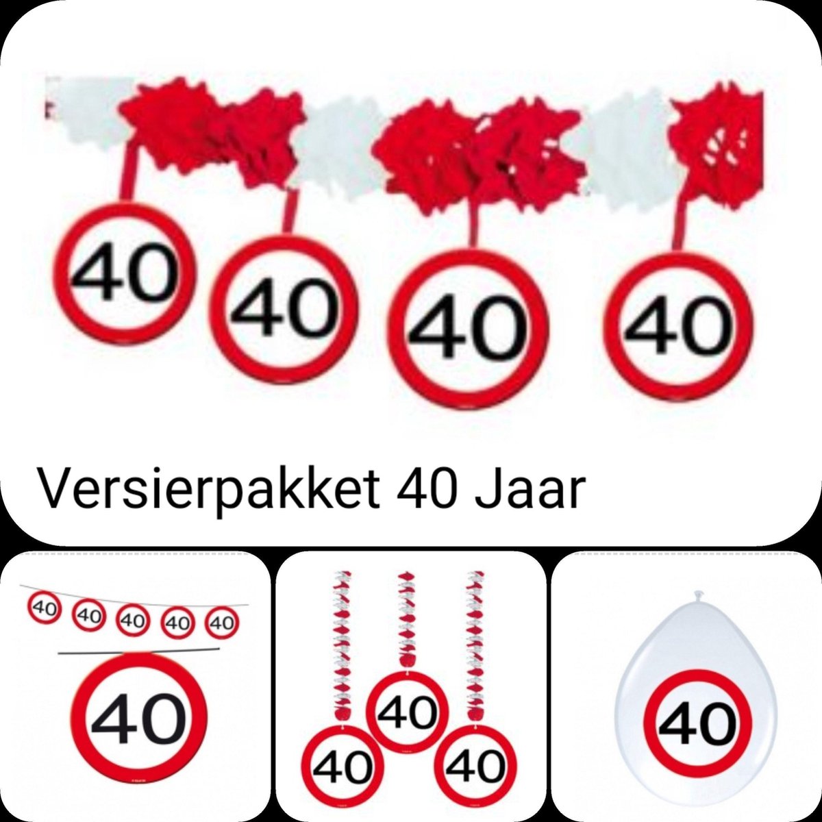 Feest/ Versierpakket 40 Jaar Verkeersbord, Rood- Wit, Verjaardag | bol.com