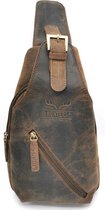 Hunters leren crossbody tas slingbag bruin