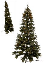 J-Line - Kerstboom+Led Lichtjes - Half Muur - Plaatsbesparend - Plastiek Groen - H=225 cm