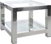 J-Line Bijzettafel Roestvrij Staal/Glas Zilv 60X60X50Cm