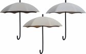 Ophanghaakje Paraplu – Set 3 stuks - Zelfklevend Haakje – Wandhaak – Decoratie – Accessoires - Interieur - Grijs