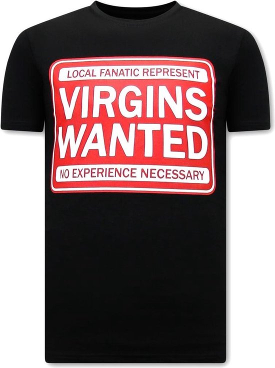 Shirt met Print Heren - Virgins Wanted - Zwart