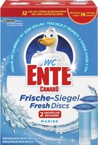 WC-Eend / WC-Ente / WC Canard / Toilet Duck Fresh Disc Marine, navulverpakking - 2 navullingen met 12 gel blokjes x 5 - Voordeelverpakking