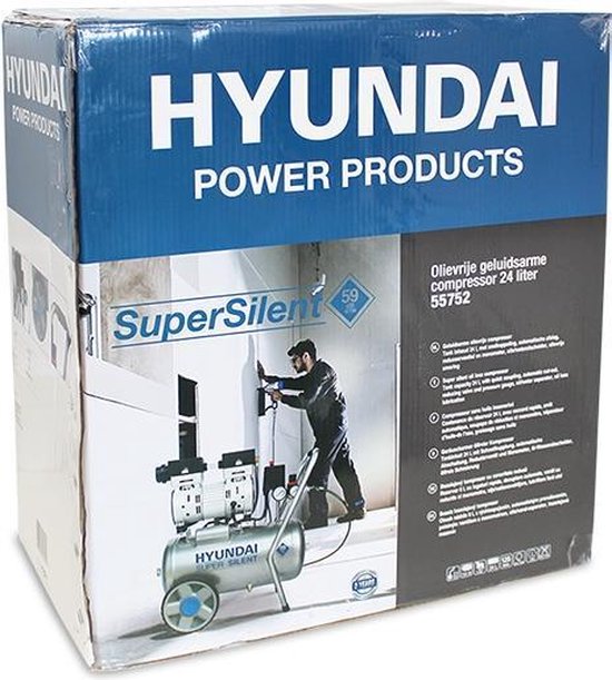 Hyundai 55752 Stille compressor olievrij - 8 bar - 24L — afbeelding 5
