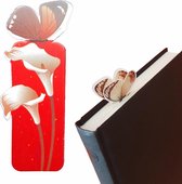 Boekenlegger Vlinder & Bloem – Bladwijzer - Bookmark – Kaartje – Calla - Kleine Cadeautjes