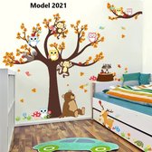 Muursticker - Boom Met Dieren - Wanddecoratie -  Muurdecoratie - Slaapkamer - Kinderkamer - Babykamer - Jongen - Meisje - Decoratie Sticker