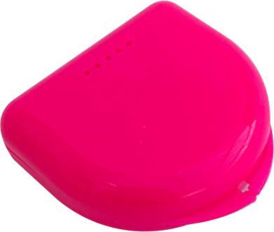 Roze beugelbakje met gesloten deksel en ventilatiegaatjes.