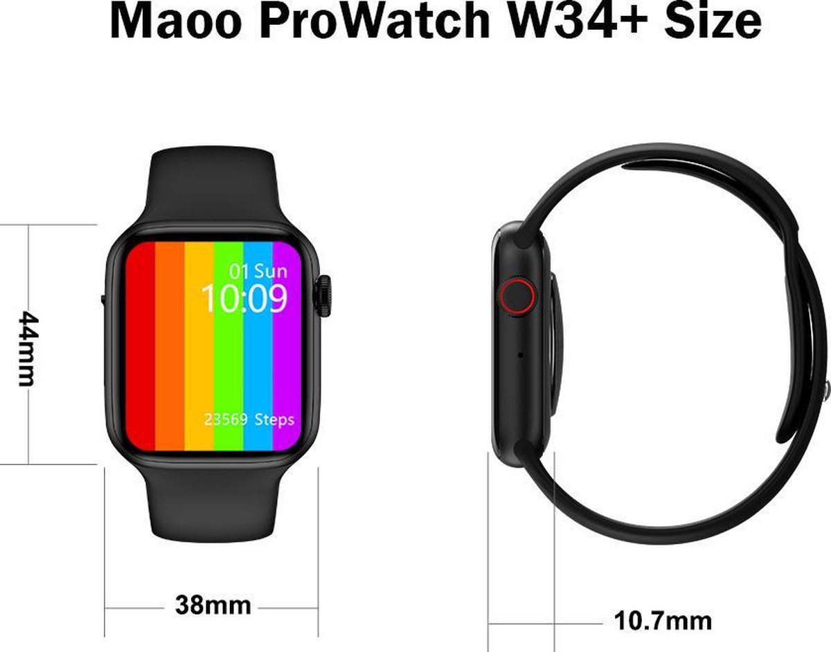 Maoo ProWatch W34 + - 2021 Smartwatch Femmes \u0026 Hommes - Montre - Smartwatch  - Moniteur | bol.com
