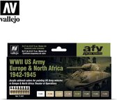 Vallejo val71625  Model Air - WWII US Army Europe & North Africa 1942-1945 verf set 8 x 17 ml