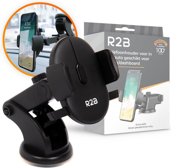 R2B® Telefoonhouders auto met zuignap - Voor raam en dashboard - Mobiel / Gsm houder - Autohouder telefoon - Accessories - Model Purmerend