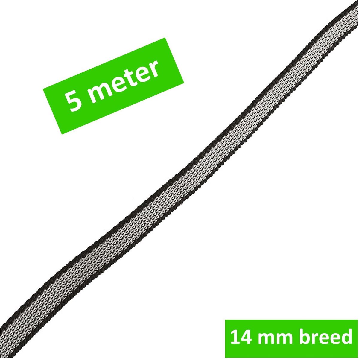 DELTAFIX rolluikenband | 5 meter | 14 mm breed | grijs / zwart