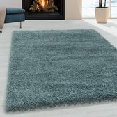 Tapis de salon Shaggy Design Poil Souple Monochrome Aqua